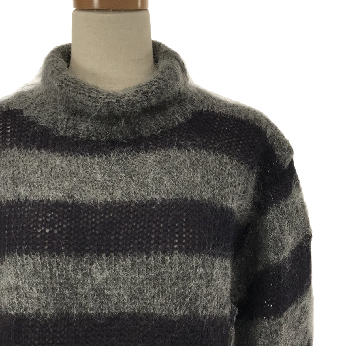 MM6 Martin Margiela | 90s~ / 1999AW BY MISS DEANNA Italian-made Orizzonti turtleneck mohair wool knit | Gray/Navy | Women's