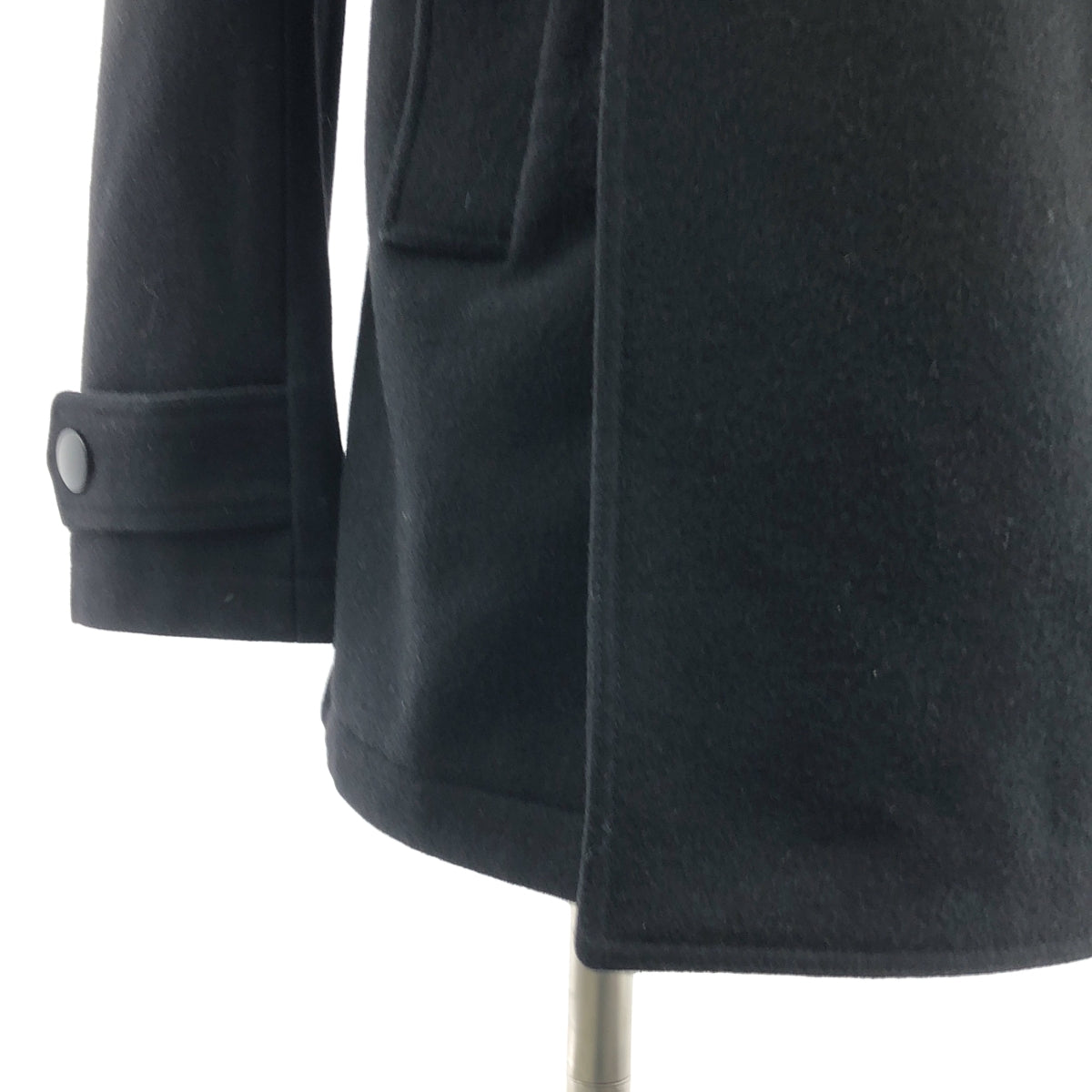 YVES SAINT LAURENT | 羊毛刺繡標誌下巴帶豌豆大衣 | 全襯裡 | 黑色 | 男士