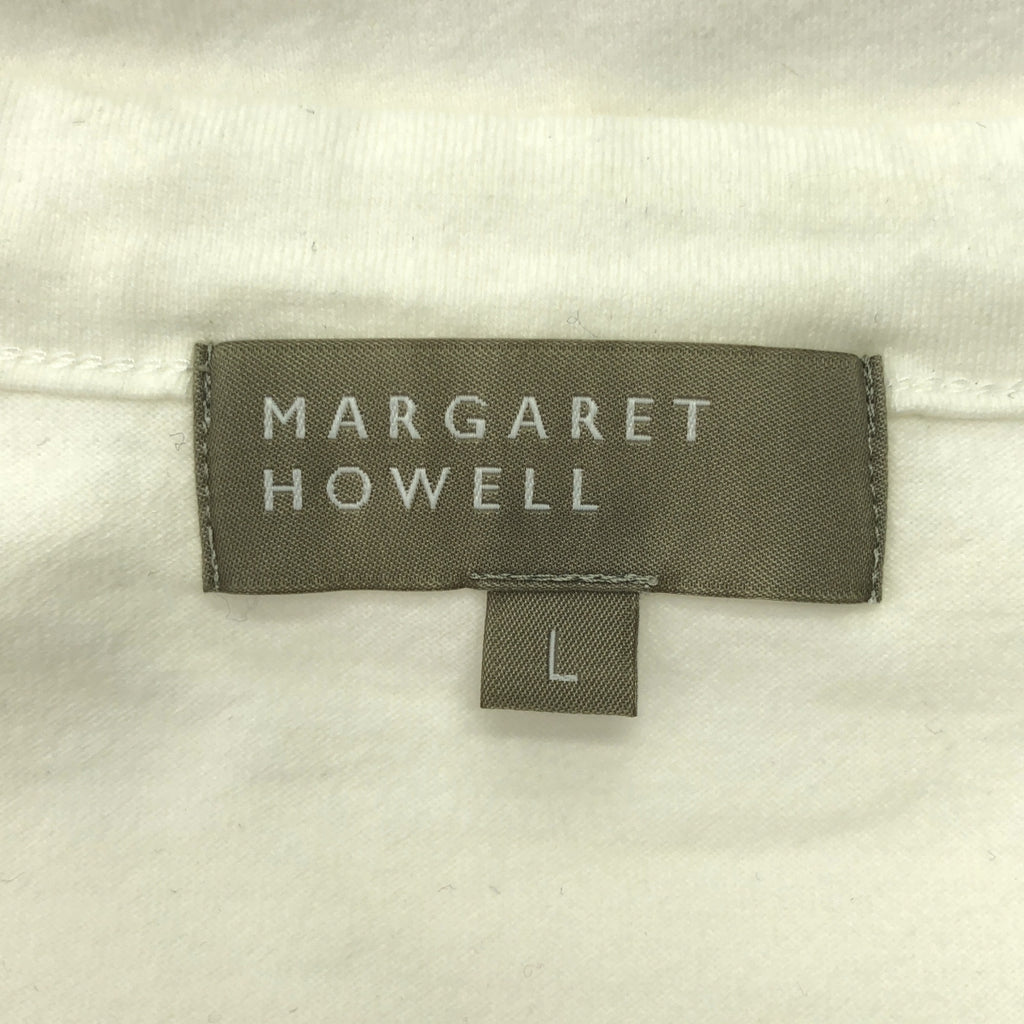 MARGARET HOWELL / マーガレットハウエル | 異素材切替 半袖 コットン カットソー | L | ホワイト | メンズ