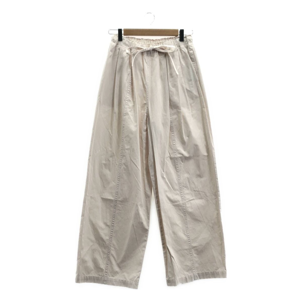 [狀況良好] GRACE CONTINENTAL |棉質抽繩褶皺寬褲 |尺寸 36 |自然 |女性的