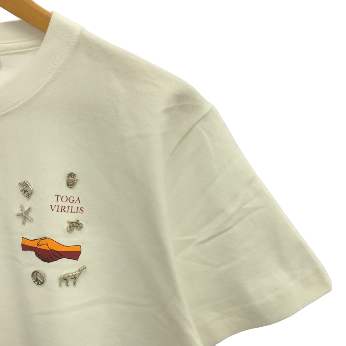 【미품】 TOGA VIRILIS / 도가비 릴리스 | studs print tee 컷소우 | M | 화이트 | 여성