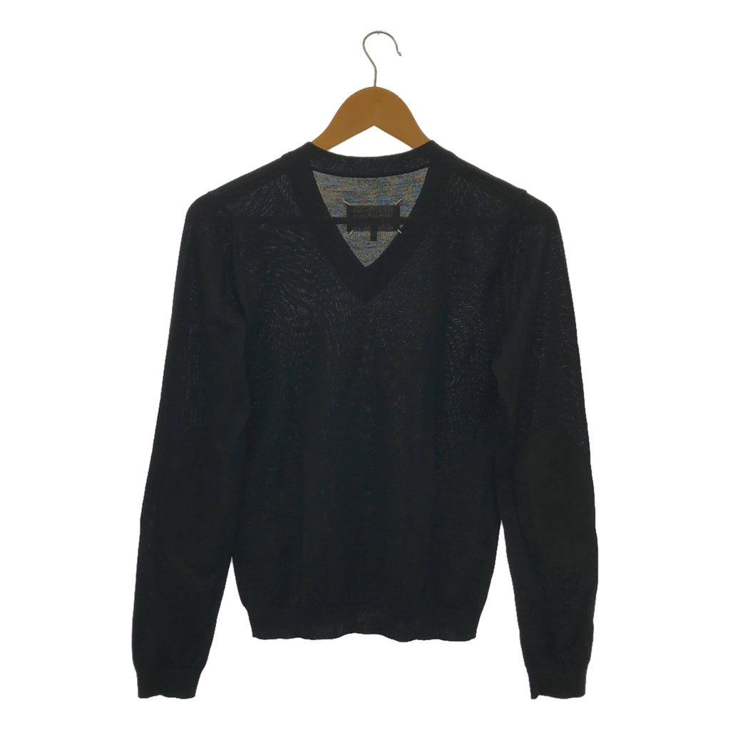 Maison Margiela |羊毛肘部貼片高針V領針織 | S |黑色 |女性的