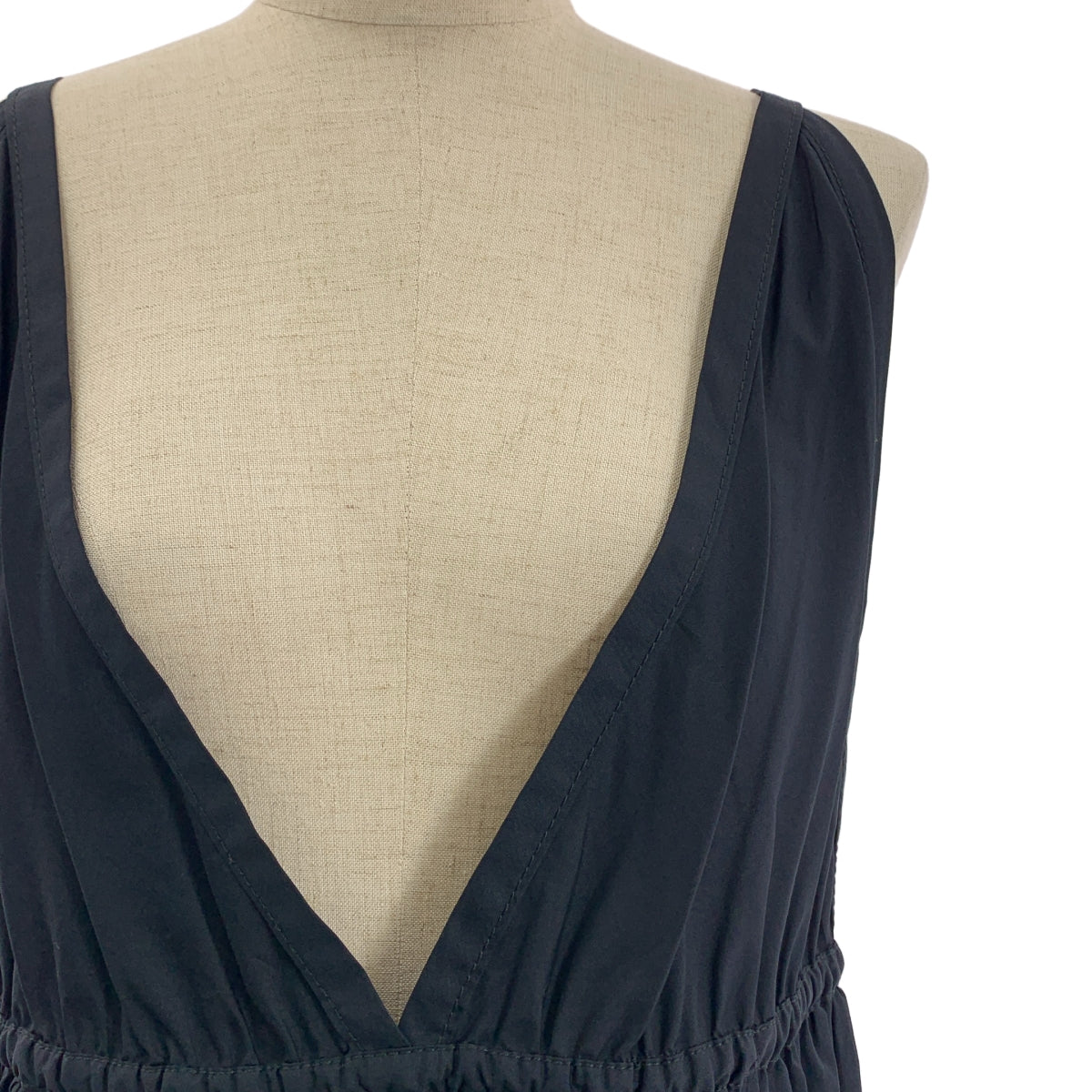 miu miu / 뮤우 뮤우 | 개더 볼륨 민소매 드레스 원피스 | 40 |