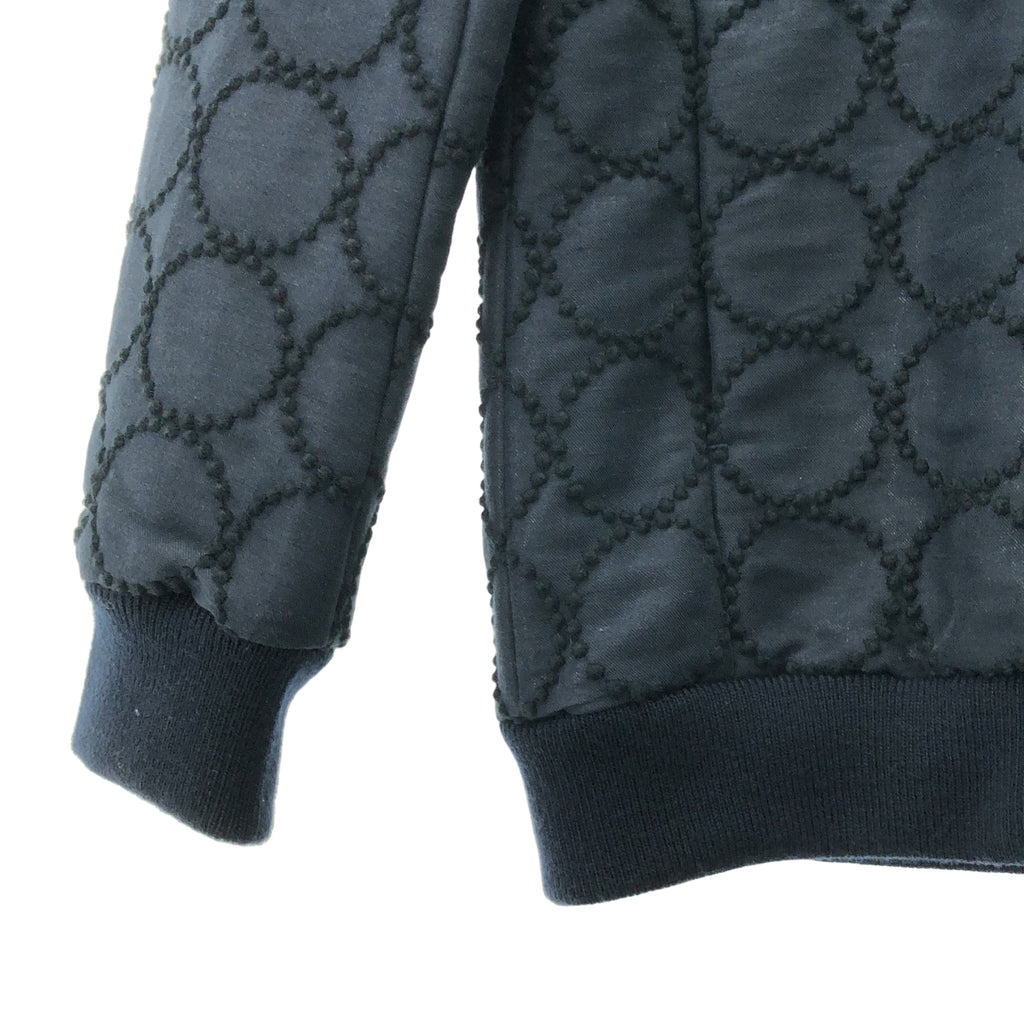 【美品】  mina perhonen / ミナペルホネン | 2019AW | tambourine / タンバリン エンブロイダリー ロゴジップ ブルゾン ジャケット / 総裏地 | 38 | ダークネイビー | レディース