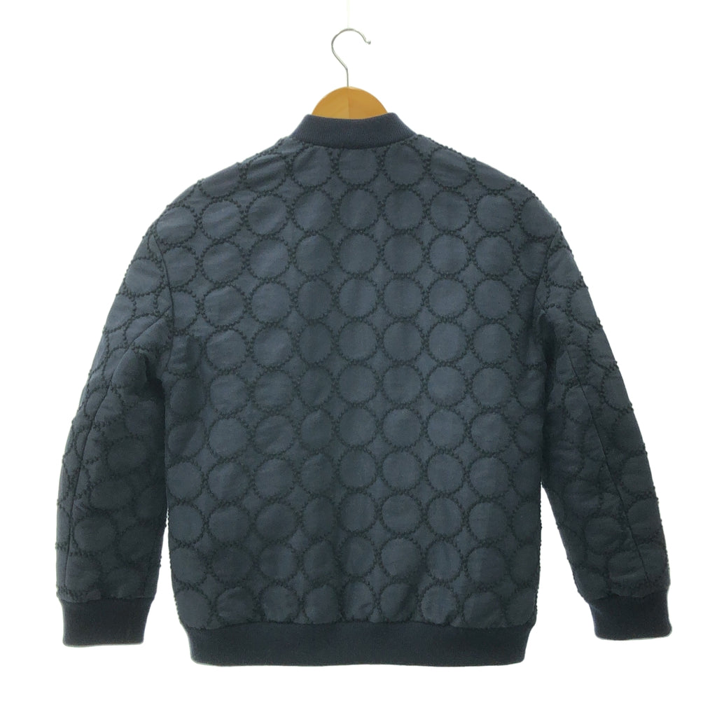 【美品】  mina perhonen / ミナペルホネン | 2019AW | tambourine / タンバリン エンブロイダリー ロゴジップ ブルゾン ジャケット / 総裏地 | 38 | ダークネイビー | レディース