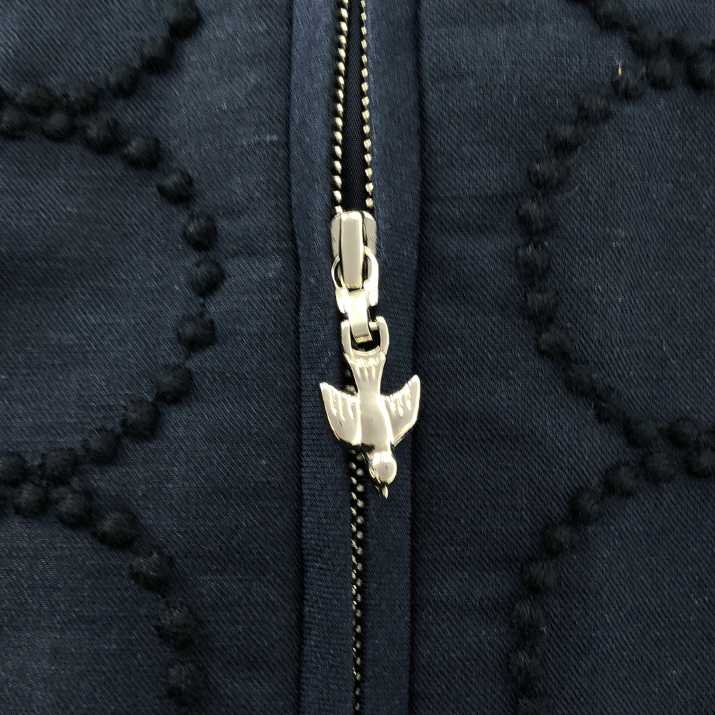 【美品】  mina perhonen / ミナペルホネン | 2019AW | tambourine / タンバリン エンブロイダリー ロゴジップ ブルゾン ジャケット / 総裏地 | 38 | ダークネイビー | レディース