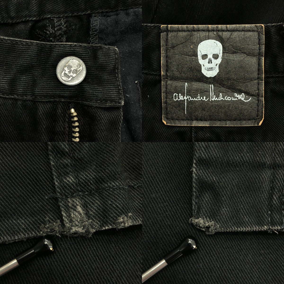 HERCHCOVITCH ALEXANDRE / ヘルコビッチ アレキサンドレ | 裾ジップスリット スカルボタン スキニーパンツ | 38 | ブラック | メンズ