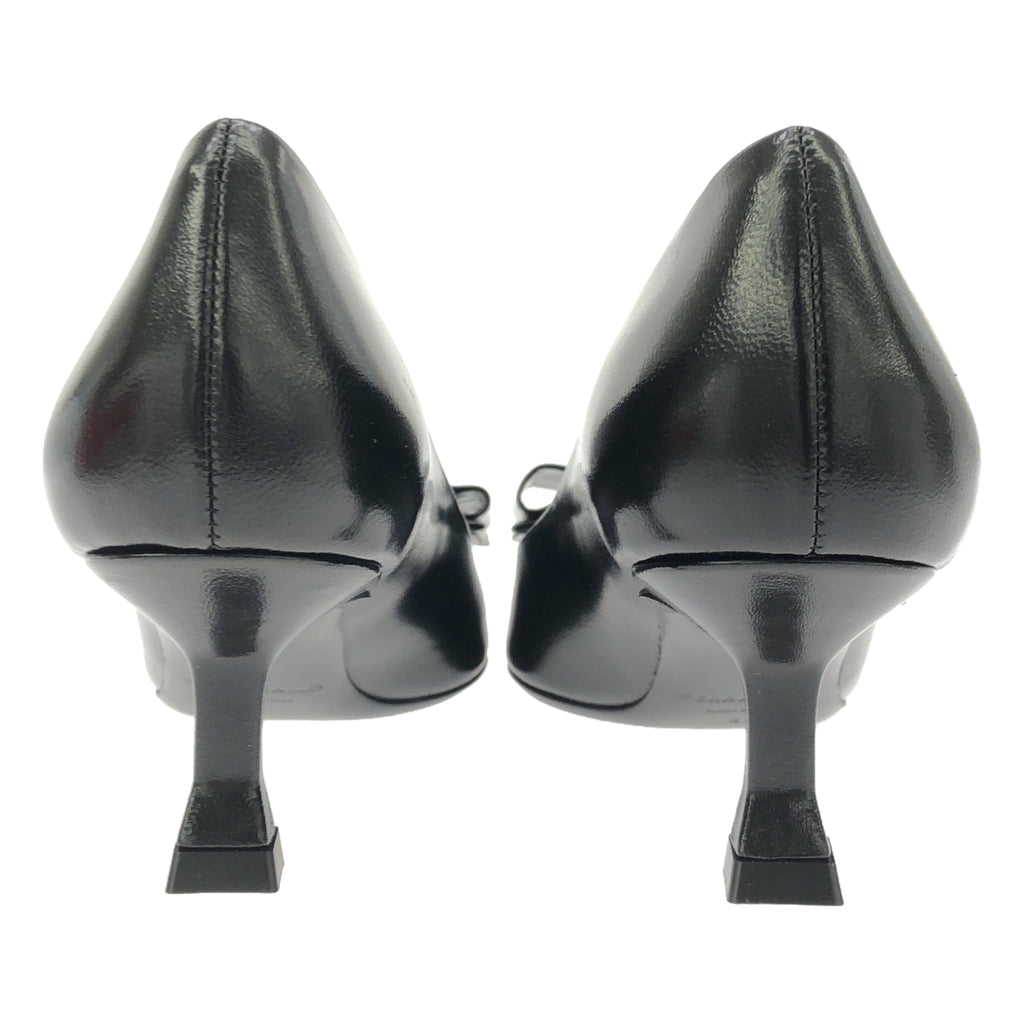 【新品】  FERRAGAMO / フェラガモ | レザー センターライン リボン ヒール パンプス | 4 | black | レディース