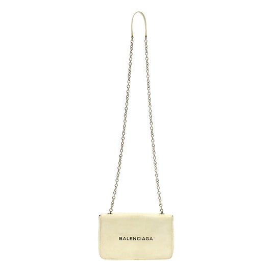 BALENCIAGA | 537387 Everyday Leather Logo Chain Wallet Shoulder Bag | White | Women's