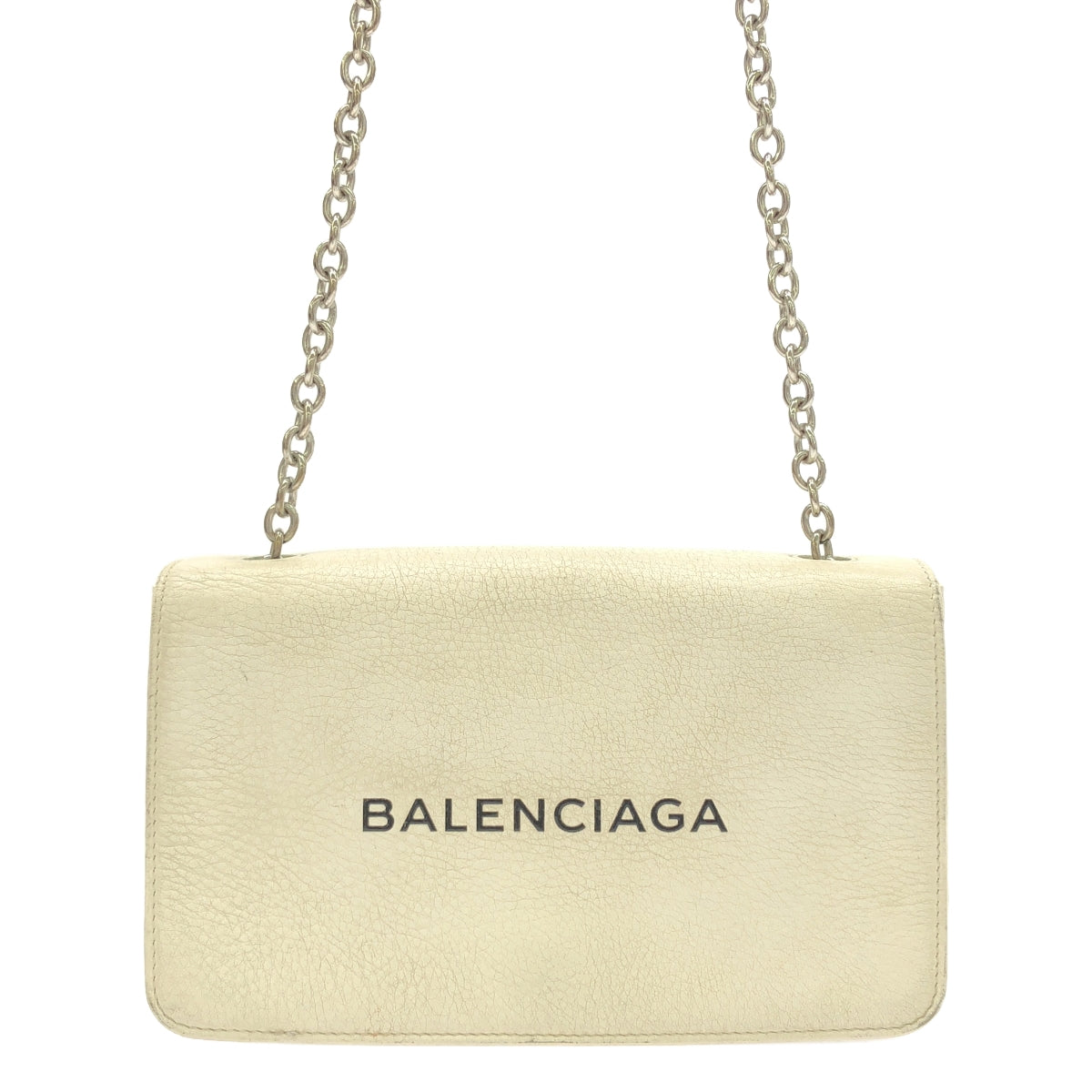 BALENCIAGA / 발렌시아가 | 537387 에브리데이 가죽 로고 체인 지갑 어깨 가방 | 화이트 | 여성