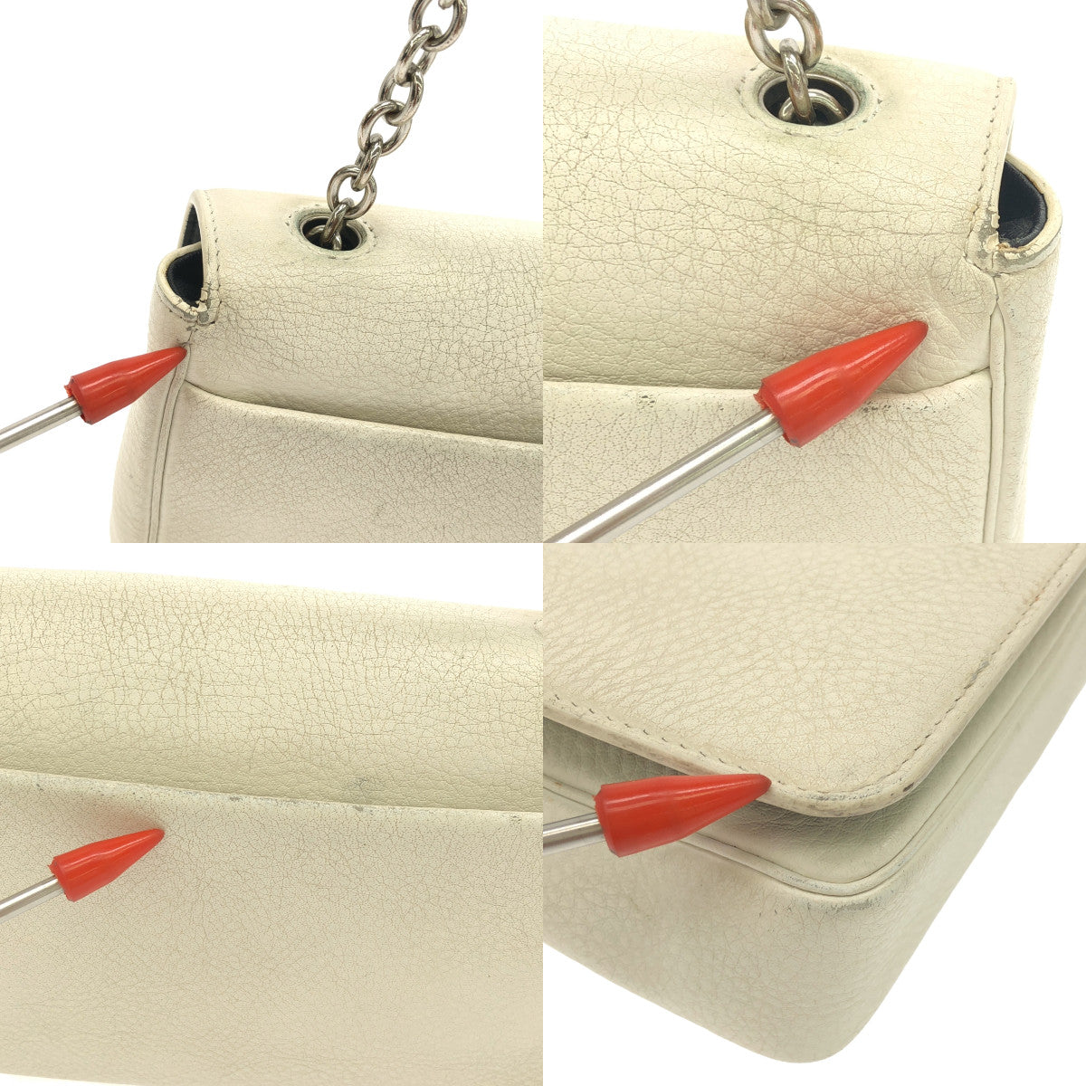 BALENCIAGA / 발렌시아가 | 537387 에브리데이 가죽 로고 체인 지갑 어깨 가방 | 화이트 | 여성