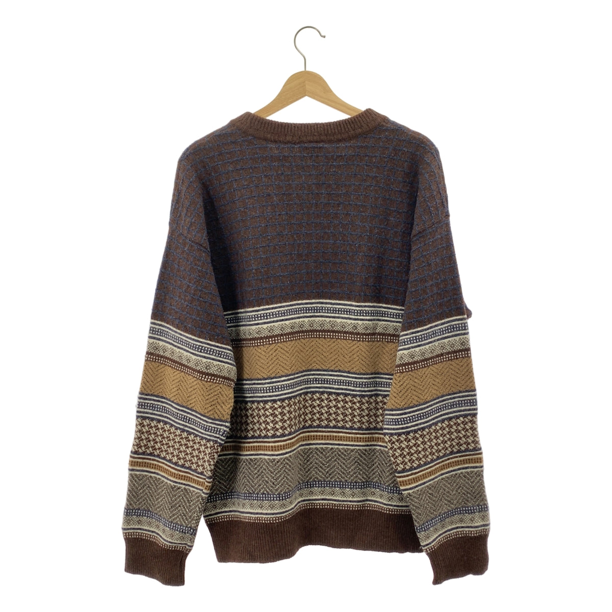 LACOSTE / 라코스테 | 1990s | 빈티지 울 총무늬 니트 스웨터 | 5 | 브라운계 | 남성