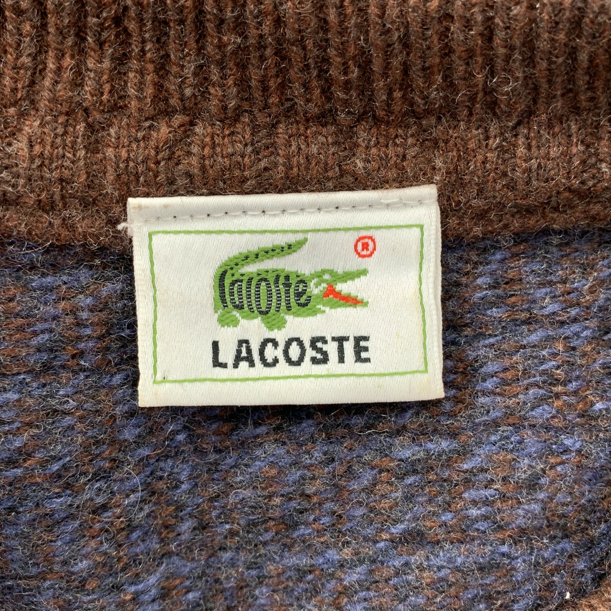 LACOSTE / 라코스테 | 1990s | 빈티지 울 총무늬 니트 스웨터 | 5 | 브라운계 | 남성