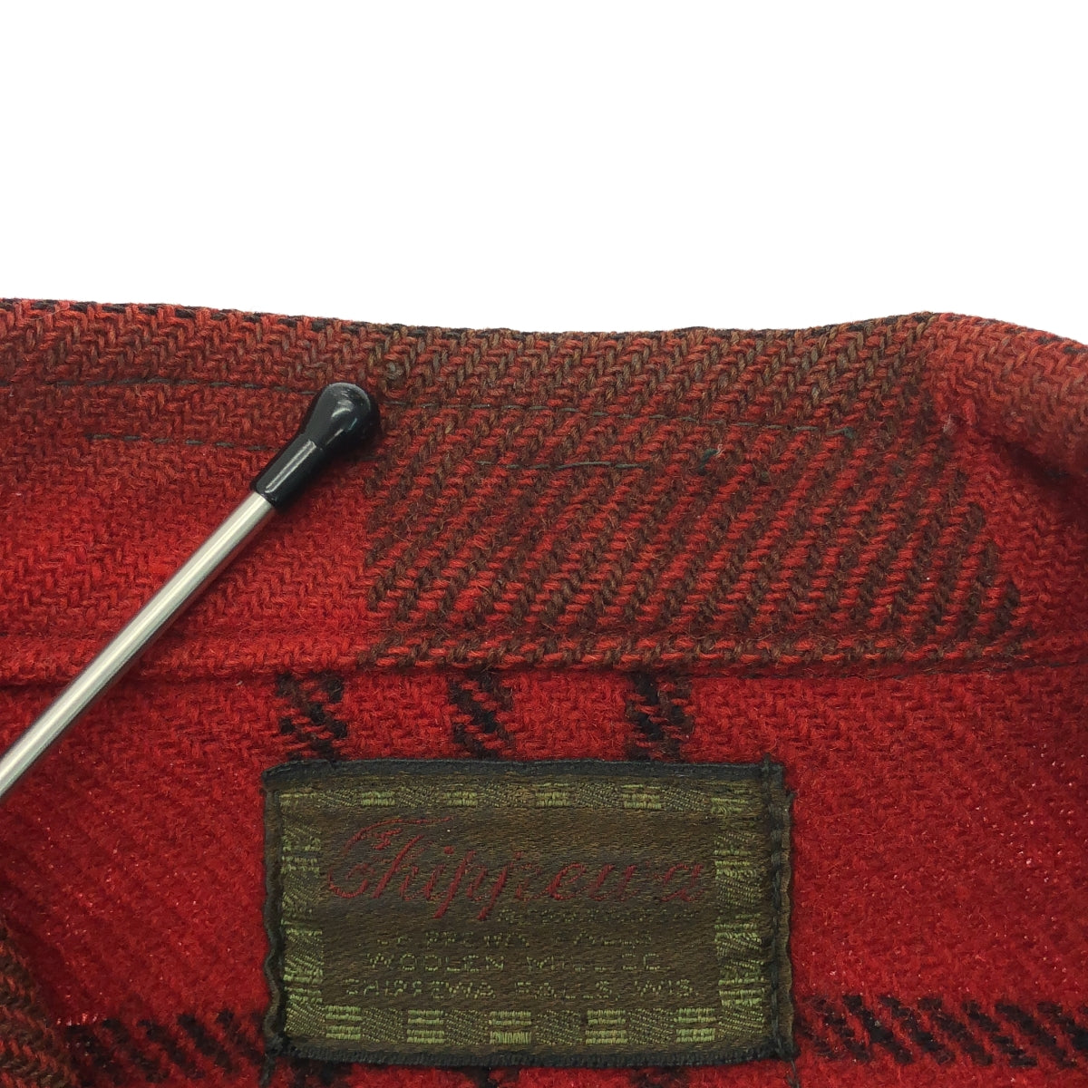 CHIPPEWA | 1940 年代復古格紋羊毛夾克，配貓眼扣 | 紅色/黑色 | 男款