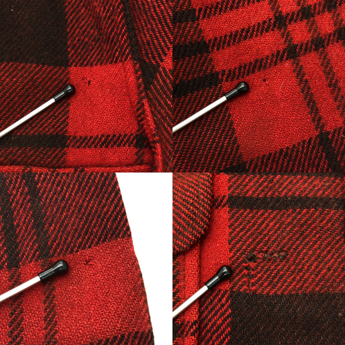 CHIPPEWA | 1940 年代復古格紋羊毛夾克，配貓眼扣 | 紅色/黑色 | 男款
