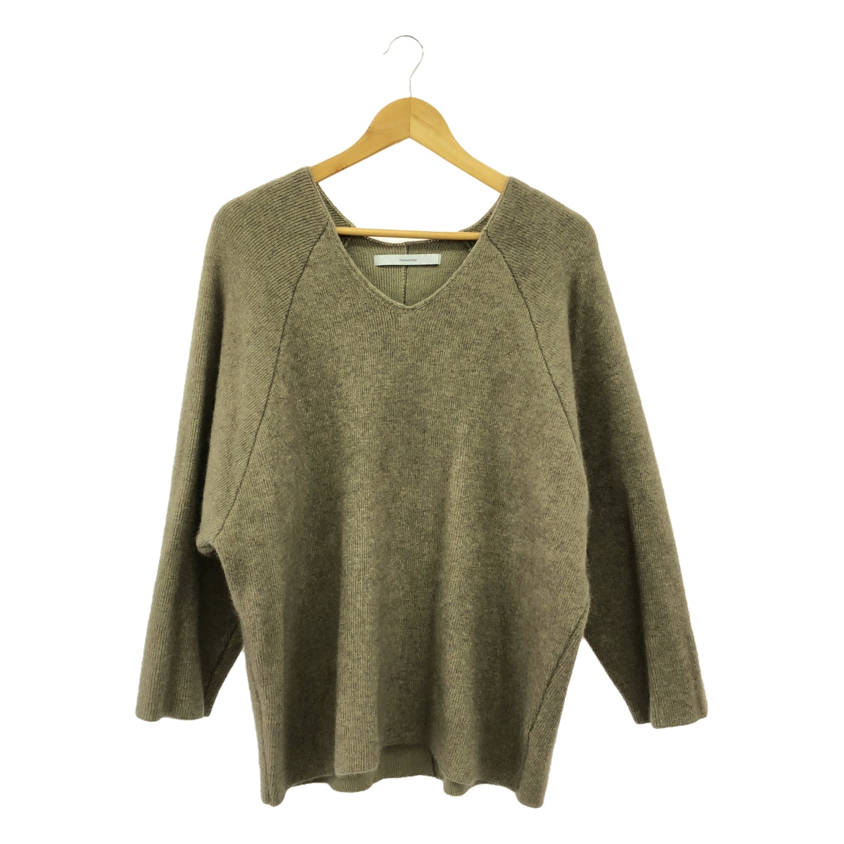 框架 |毛皮紗粘合V領套頭衫 | F |米色 |女性的