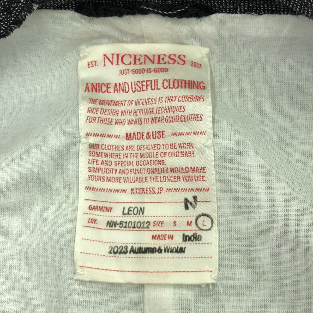 [Good Condition] NICENESS | Single-breasted jacket / Fully lined | L | Gray | Men's