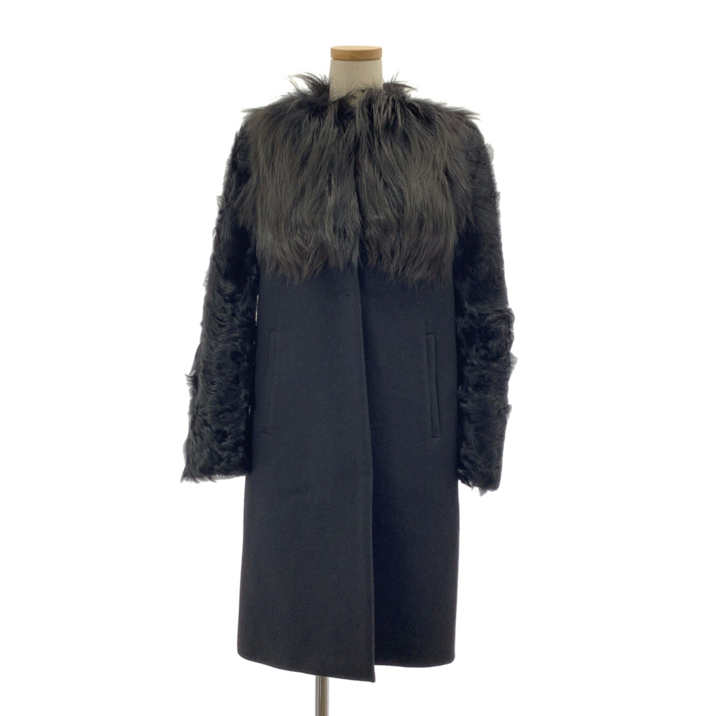 DRIES VAN NOTEN / ドリスヴァンノッテン | ウール ファードッキング シングルコート / 総裏地 | 36 | ブラック | レディース