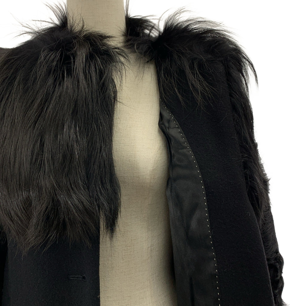 DRIES VAN NOTEN / ドリスヴァンノッテン | ウール ファードッキング シングルコート / 総裏地 | 36 | ブラック | レディース