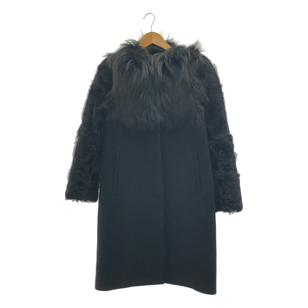 DRIES VAN NOTEN / ドリスヴァンノッテン | ウール ファードッキング シングルコート / 総裏地 | 36 | ブラック | レディース