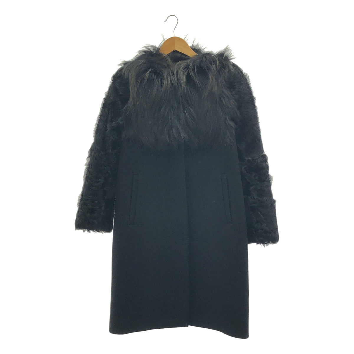 DRIES VAN NOTEN / ドリスヴァンノッテン | ウール ファードッキング シングルコート / 総裏地 | 36 | ブラック | レディース