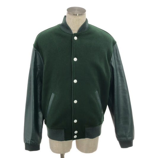 【美品】  MARNI / マルニ | 2023AW | GIUBBOTTO BLOUSON / レザー スリーブ メルトン ブルゾン ジャケット / 総裏地 | 48 | green | メンズ