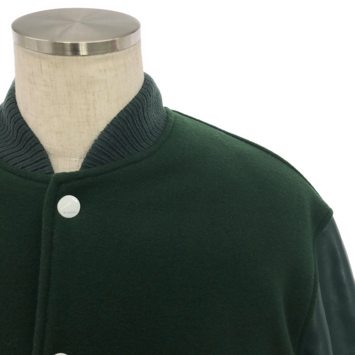 【美品】  MARNI / マルニ | 2023AW | GIUBBOTTO BLOUSON / レザー スリーブ メルトン ブルゾン ジャケット / 総裏地 | 48 | green | メンズ