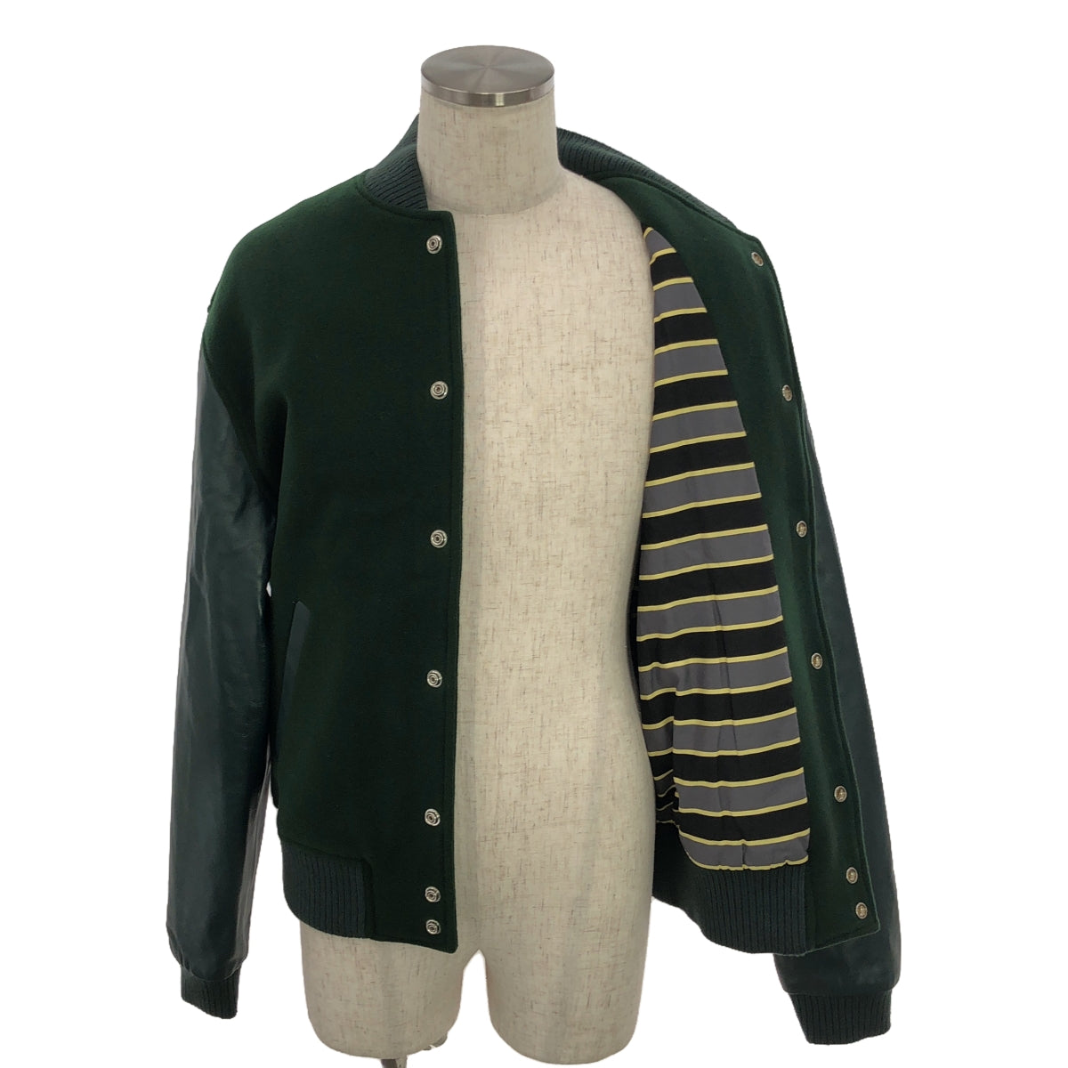 【美品】  MARNI / マルニ | 2023AW | GIUBBOTTO BLOUSON / レザー スリーブ メルトン ブルゾン ジャケット / 総裏地 | 48 | green | メンズ