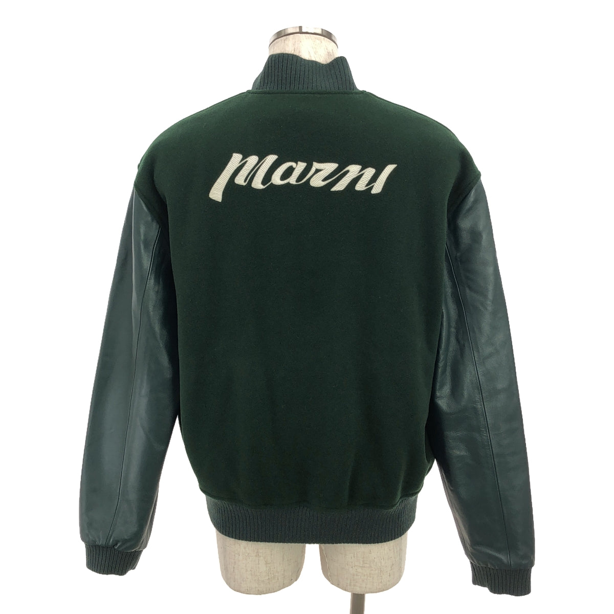 【미품】 MARNI / 마르니 | 2023AW | GIUBBOTTO BLOUSON / 가죽 슬리브 멜튼 블루존 재킷 / 총 안감 | 48 | 녹색 | 남성