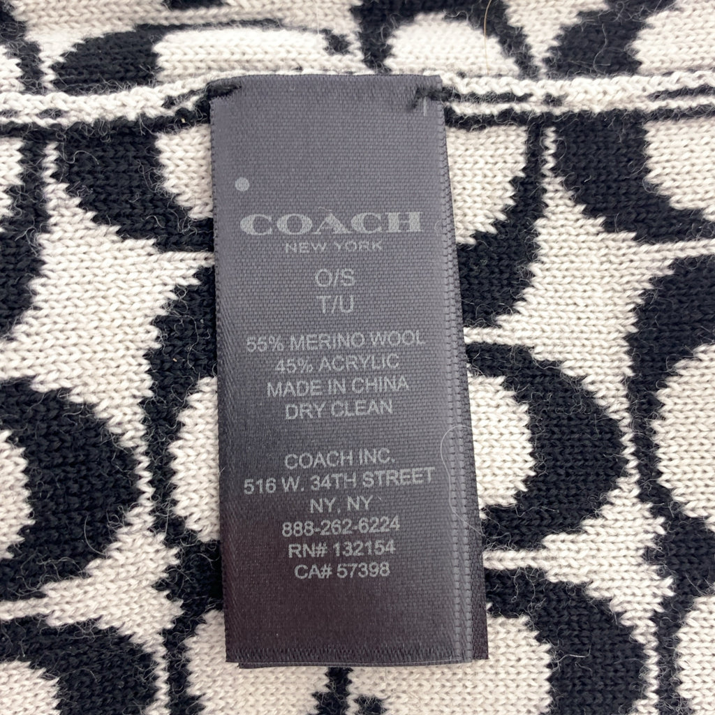 【美品】  COACH / コーチ | シグネチャー柄 ニットキャップ ビーニー | F | ブラック / ホワイト | レディース