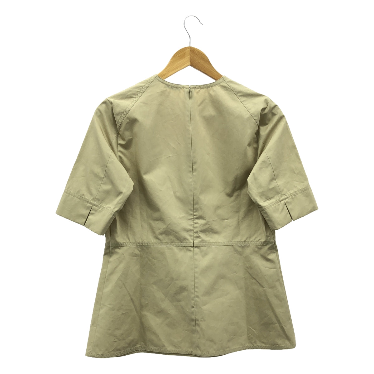 YLEVE | Cotton Back Zip Tunic Blouse | 2 | Beige | Women's