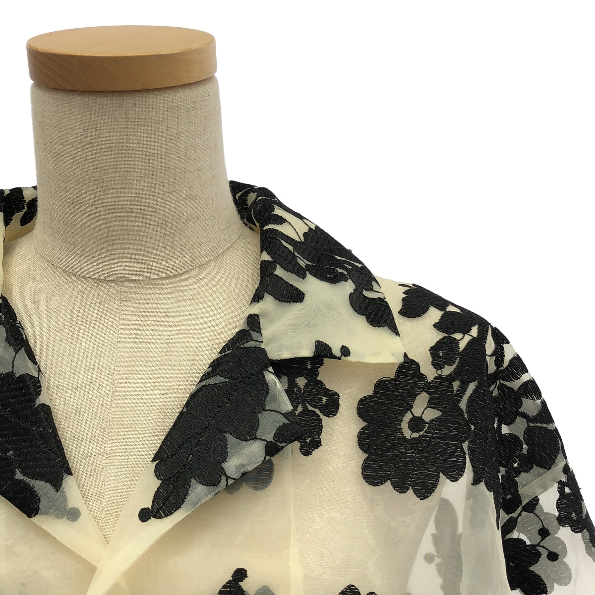 CLANE / 크라네 | SHEER FLOWER LACE SHIRTS / 오버 실루엣 시어 플라워 레이스 셔츠 블라우스 | 2 |