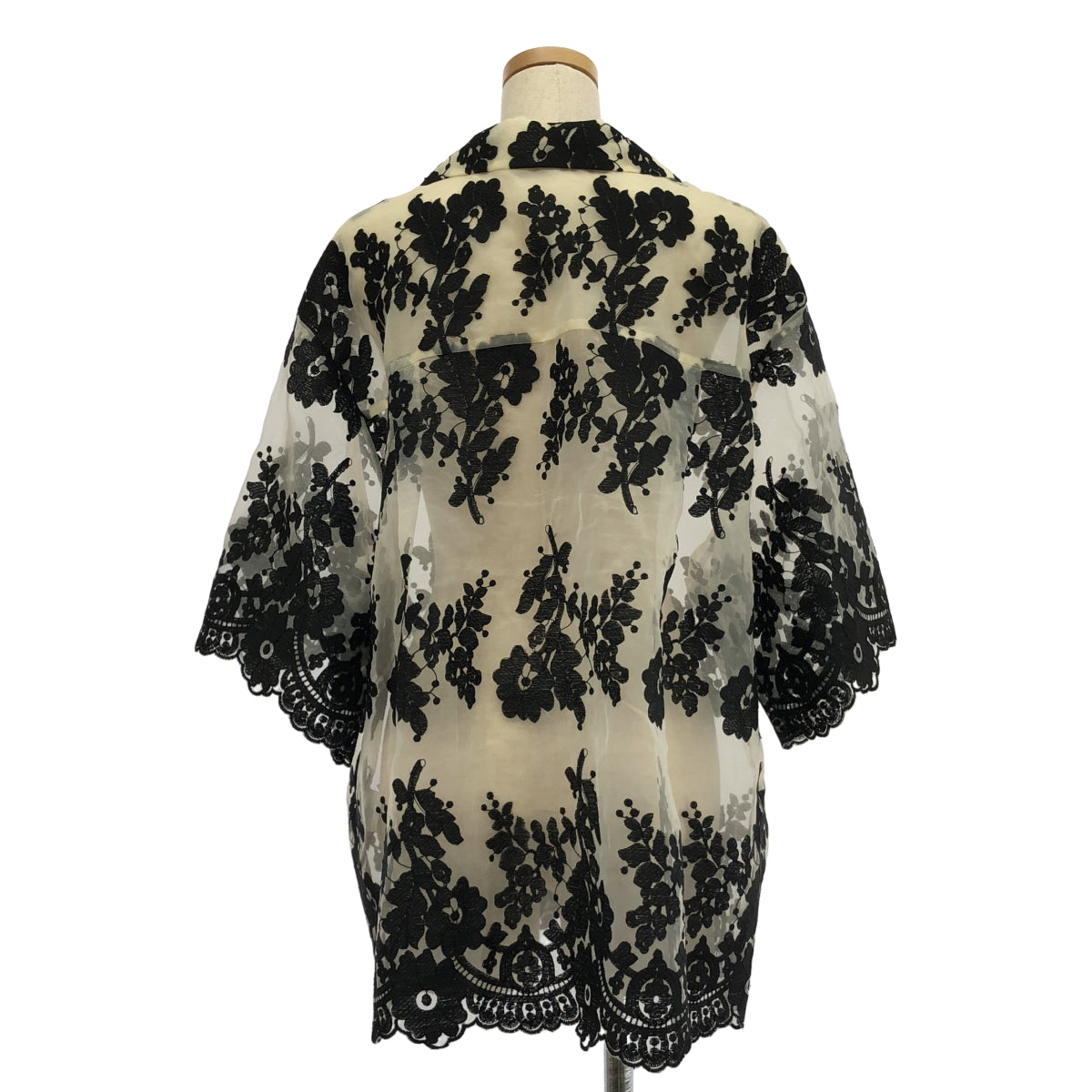 CLANE / 크라네 | SHEER FLOWER LACE SHIRTS / 오버 실루엣 시어 플라워 레이스 셔츠 블라우스 | 2 |