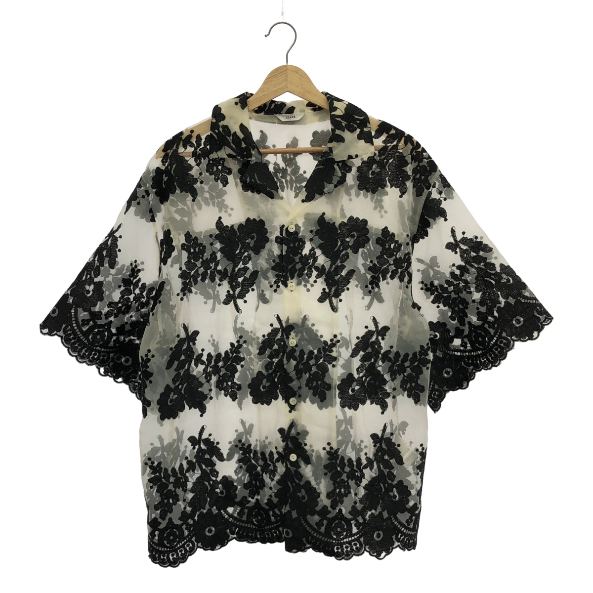 CLANE / 크라네 | SHEER FLOWER LACE SHIRTS / 오버 실루엣 시어 플라워 레이스 셔츠 블라우스 | 2 |