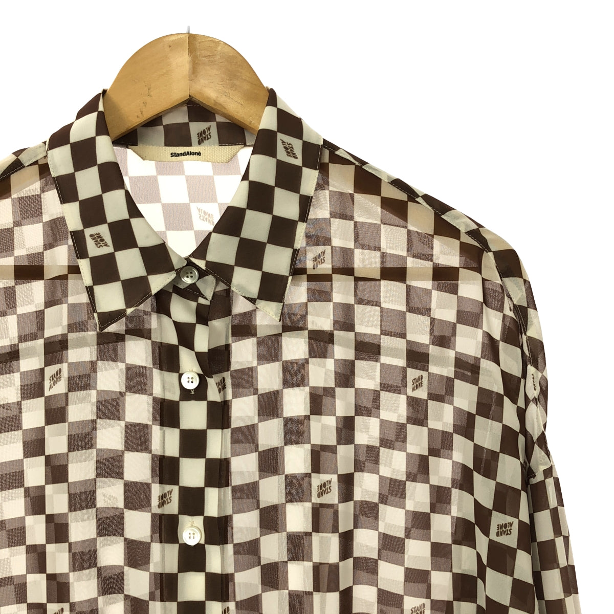 [Good Condition] BEAUTY&amp;YOUTH / Beauty and Youth | × STAND ALONE Stand Alone Special Order Checkered Flag Long Sleeve Shirt | 1 | Brown | Women's