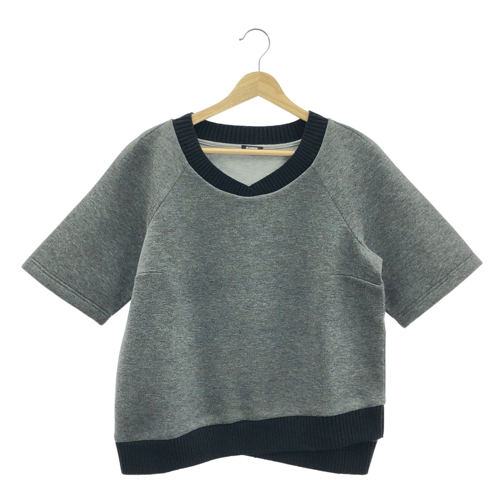 JIL SANDER NAVY / ジルサンダーネイビー | レーヨン ダンボール Vネック カットソー | 38 | レディース