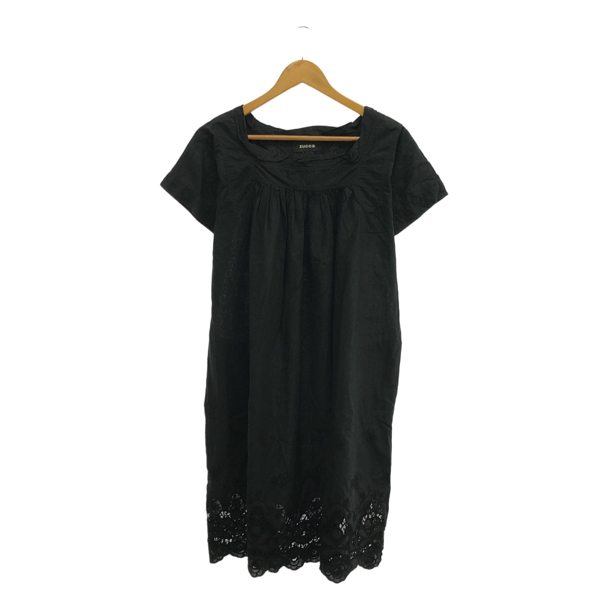 ZUCCa / ズッカ | フラワー エンブロイダリー カットワーク レース ギャザー ワンピース | M | ブラック | レディース