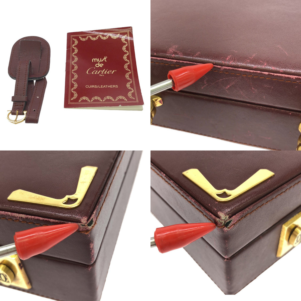 Cartier / カルティエ | マストライン / レザー アタッシュケース トランクケース バッグ | ボルドー/ゴールド | メンズ