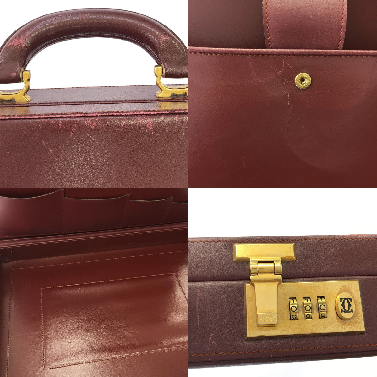 Cartier / カルティエ | マストライン / レザー アタッシュケース トランクケース バッグ | ボルドー/ゴールド | メンズ