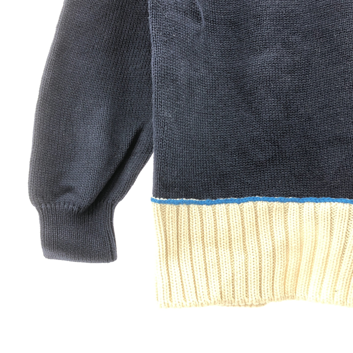 MARNI / マルニ | コットン バイカラーニット | 14 | ネイビー/ホワイト | レディース