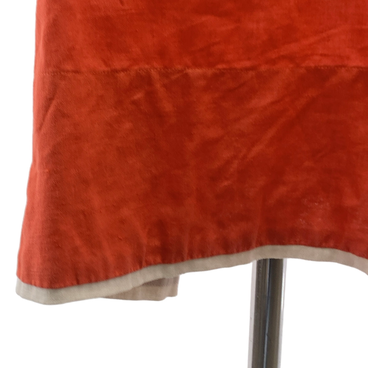 MYLAN | 鎖孔領口蕾絲邊亞麻洋裝 | F 碼 | 橘色 | 女款