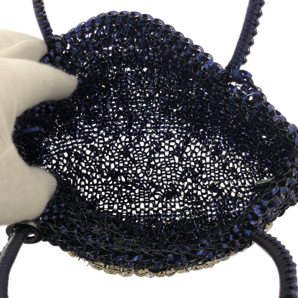 【미품】 ANTEPRIMA / 안테프리마 | 다이나소 와이어 핸드백 | 실버 / 네이비 | 여성