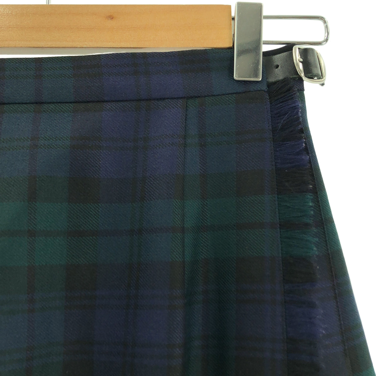 【美品】  O'NEIL OF DUBLIN / オニールオブダブリン | ウール タータンチェック プリーツ ラップ キルトスカート | 8 | ネイビー / グリーン | レディース