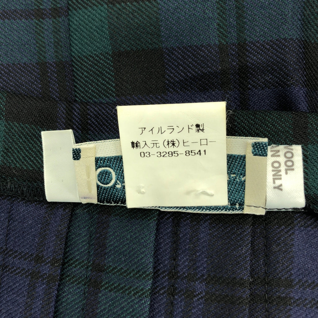 【美品】  O'NEIL OF DUBLIN / オニールオブダブリン | ウール タータンチェック プリーツ ラップ キルトスカート | 8 | ネイビー / グリーン | レディース