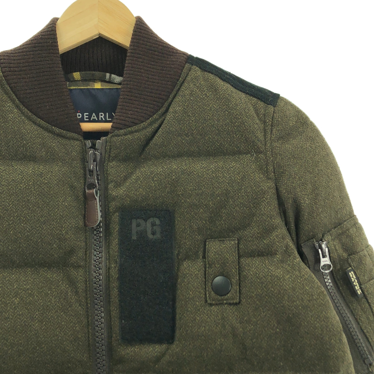 PEARLY GATES / パーリーゲイツ | ヘリンボーン コーデュロイ切替 エルボーパッチ ダウンジャケット | 1 | レディース