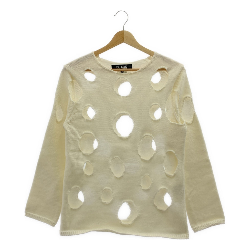 BLACK COMME des GARCONS / ブラックコムデギャルソン | 2021SS | ホール カットオフ クルーネックニット | S | メンズ