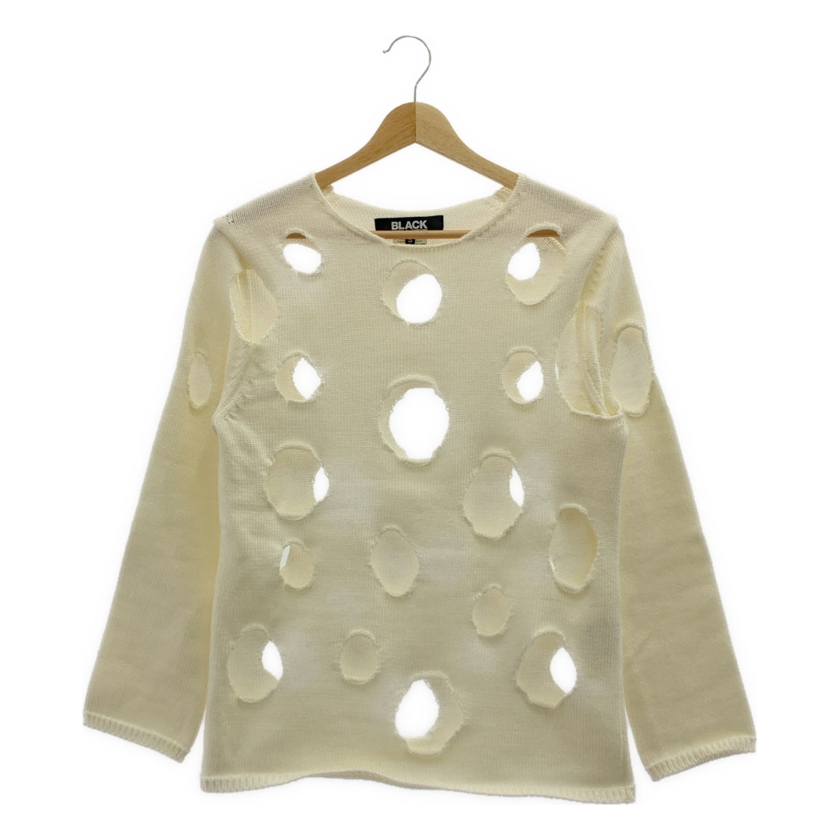 BLACK COMME des GARCONS / 블랙콤 데 갤슨 | 2021SS | 홀 컷오프 크루넥 니트 | S | 남성