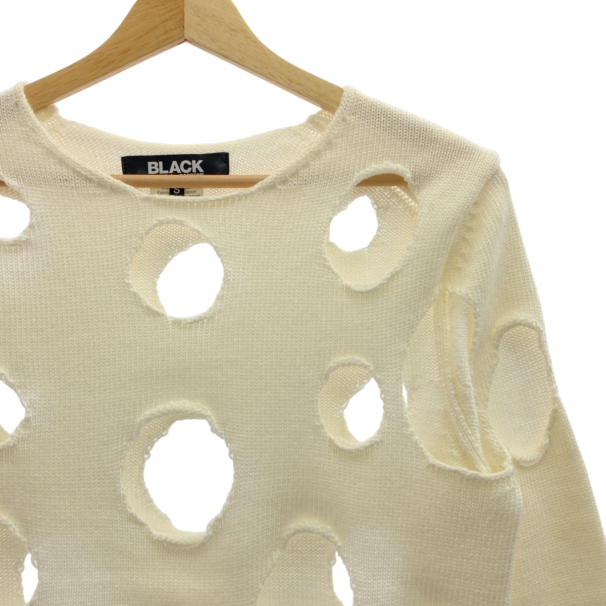 BLACK COMME des GARCONS / 블랙콤 데 갤슨 | 2021SS | 홀 컷오프 크루넥 니트 | S | 남성