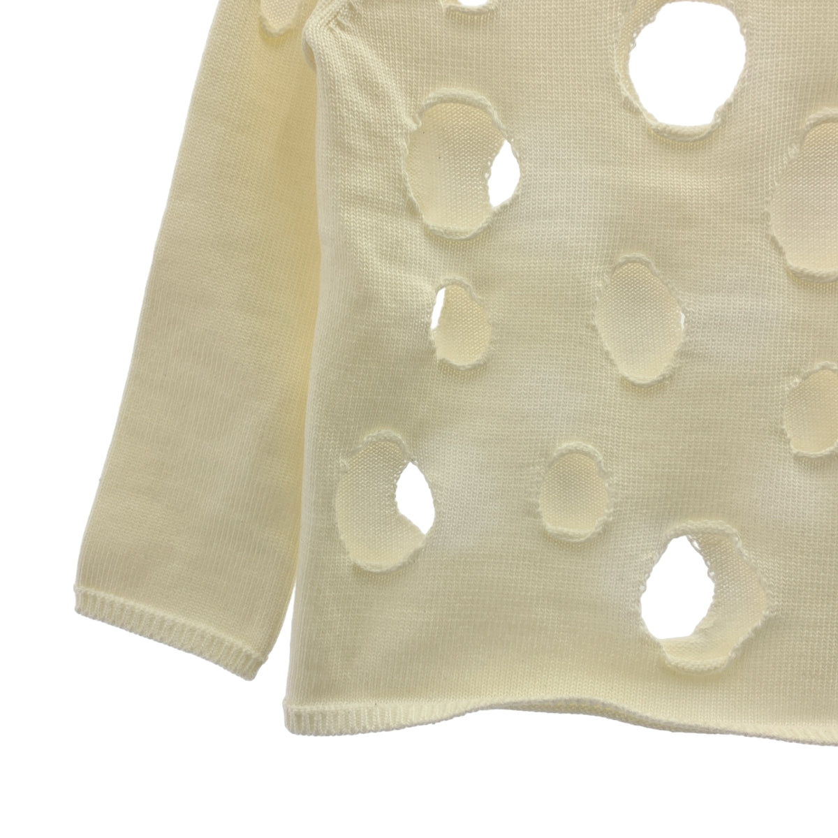 BLACK COMME des GARCONS / 블랙콤 데 갤슨 | 2021SS | 홀 컷오프 크루넥 니트 | S | 남성