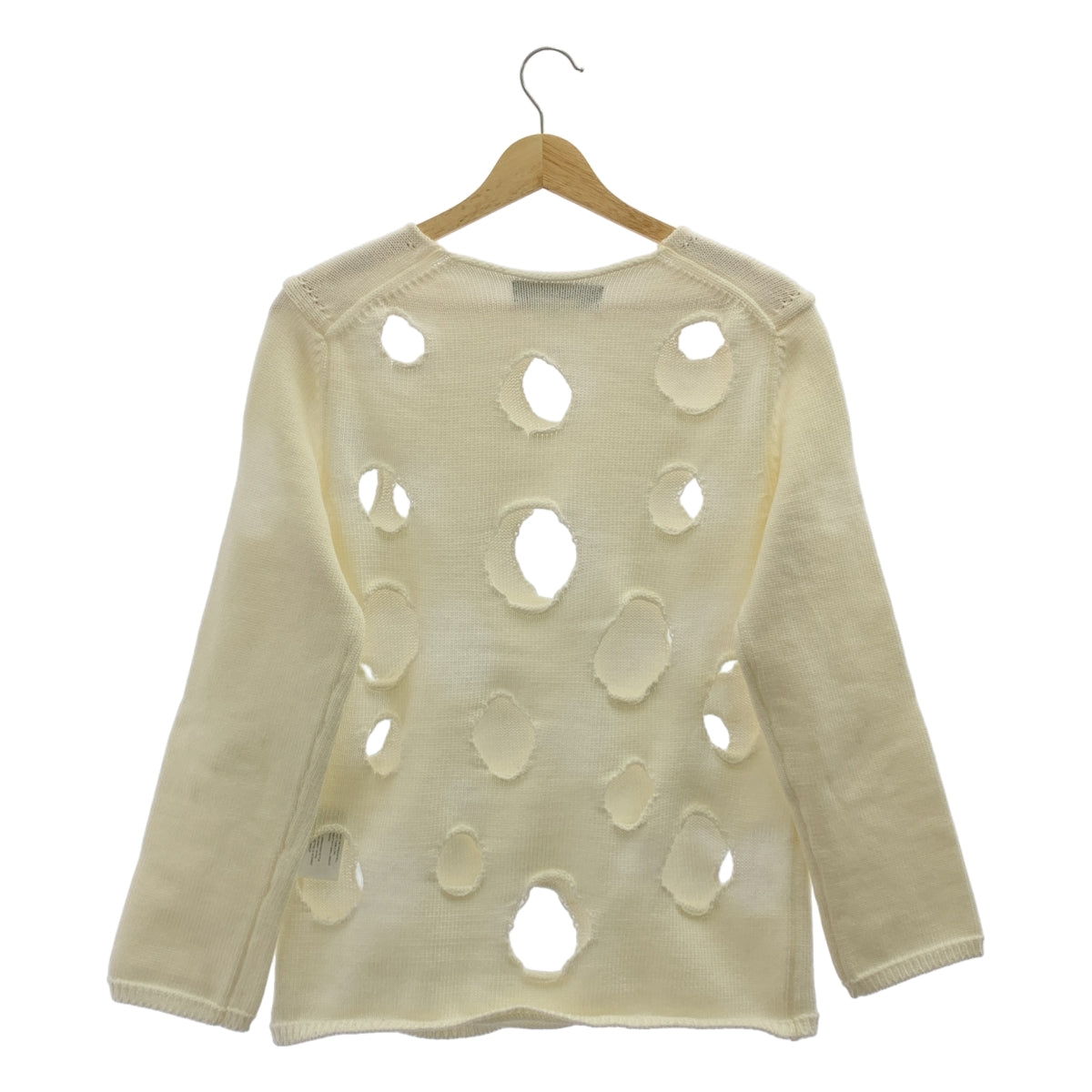 BLACK COMME des GARCONS / 블랙콤 데 갤슨 | 2021SS | 홀 컷오프 크루넥 니트 | S | 남성